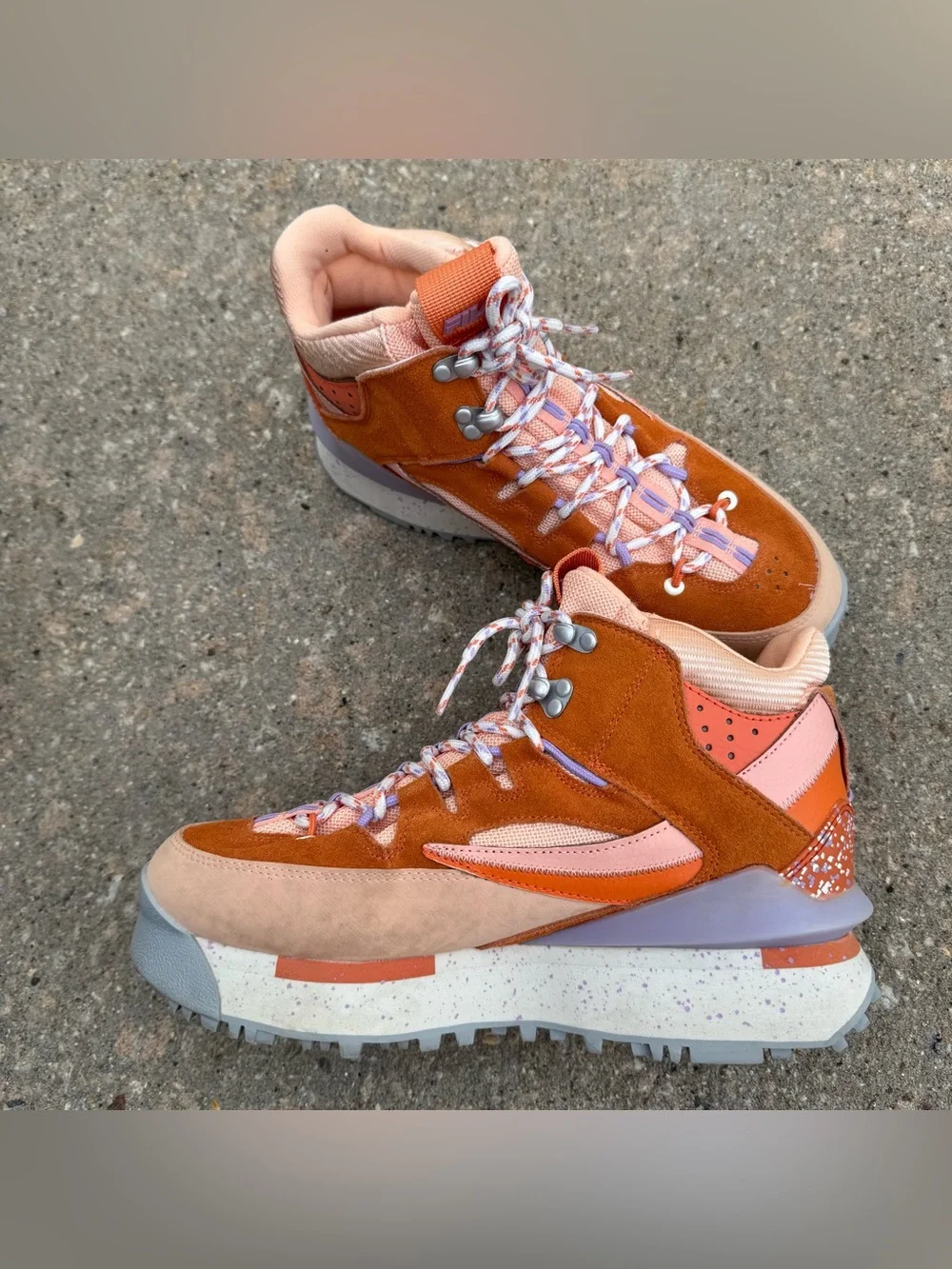Fila Renno Multi Trekking Hi Shoes Womens 10 Orange Purple Suede Chunky Sneakers - Picture 3 of 9